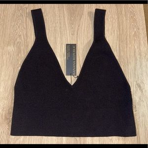 Banana Republic Knit Sweater Bralette Crop Tank Top Size M Black NWT